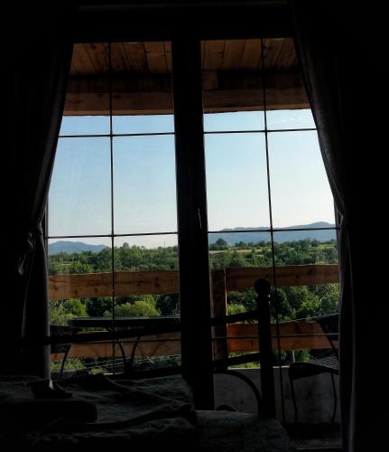 a window in a room with a view of trees at Rtanjski konak in Boljevac