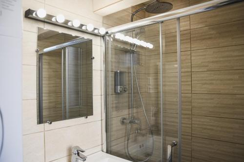 ein Badezimmer mit Dusche mit Glastür in der Unterkunft Monkey 2 SALLES BAIN et 1 WC hypercentre 6 pers in Épernay