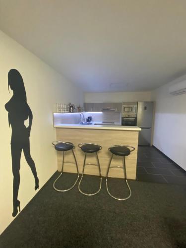 Dapur atau dapur kecil di WELLNESS APARTMÁN KAROLÍNA