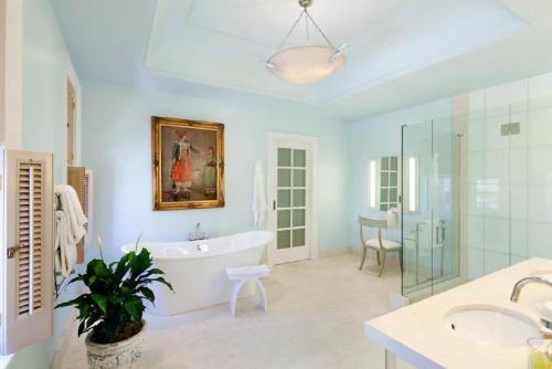 een badkamer met een bad, een douche en een wastafel bij The Ivy Hotel in Baltimore