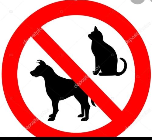 a prohibitory sign with a cat and a dog at Apartamento Marina Smir in Tetouan