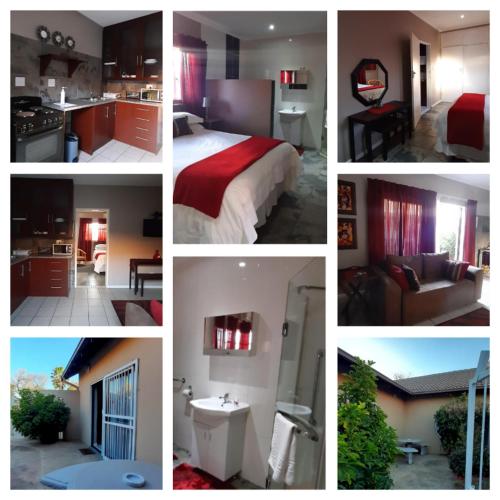 a collage of photos of a hotel room at Sarah's Place Guesthouse in Pretoria