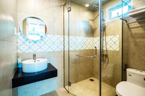 Koupelna v ubytování Mecozy Apartel