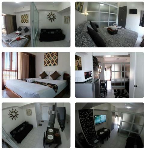 a collage of four pictures of a hotel room at Cityland Tagaytay Prime AMAZING 1 HOMES in Tagaytay