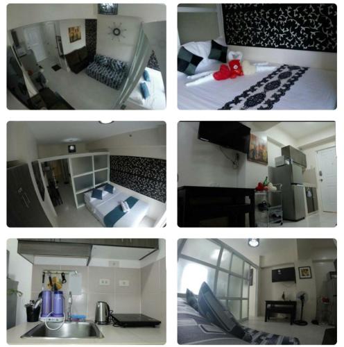 a series of four pictures of a hotel room at Cityland Tagaytay Prime AMAZING 1 HOMES in Tagaytay