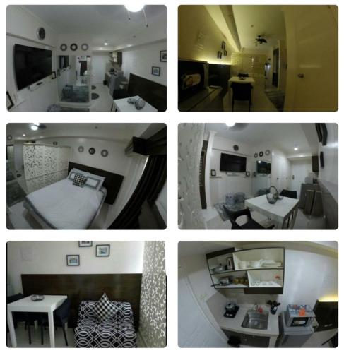 four different pictures of a living room and a bedroom at Cityland Tagaytay Prime AMAZING 1 HOMES in Tagaytay