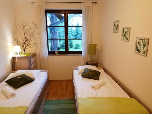 Posteľ alebo postele v izbe v ubytovaní Apartament Bambusowy