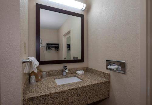 a bathroom with a sink and a mirror at Red Roof Inn Warrenton in Warrenton