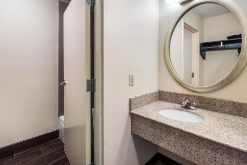 ein Bad mit einem Waschbecken und einem Spiegel in der Unterkunft Red Roof Inn Murfreesboro in Murfreesboro