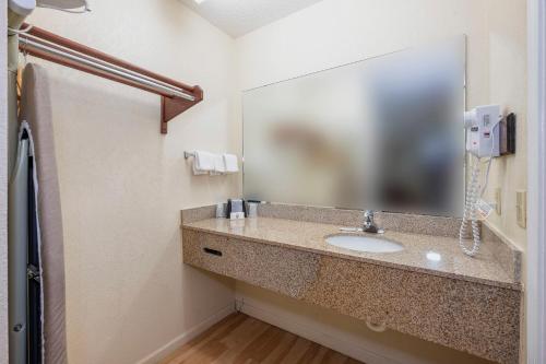 a bathroom with a sink and a mirror at Red Roof Inn & Suites Rome in Rome