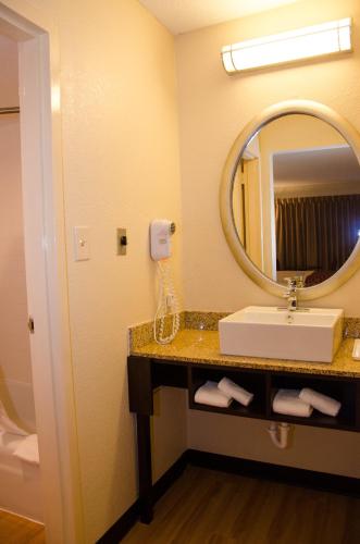 a bathroom with a sink and a mirror at Red Roof Inn Williamsburg in Williamsburg