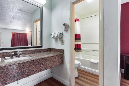 a bathroom with a sink and a toilet at Red Roof Inn Monteagle - I-24 in Monteagle