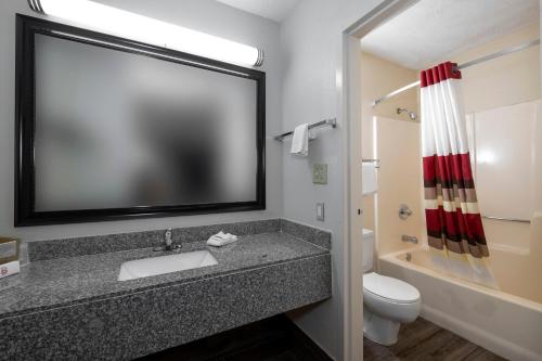 Un baño con lavabo e inodoro en Red Roof Inn West Point, en West Point