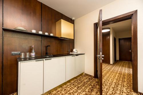 Kuchyň nebo kuchyňský kout v ubytování Žilvinas Hotel