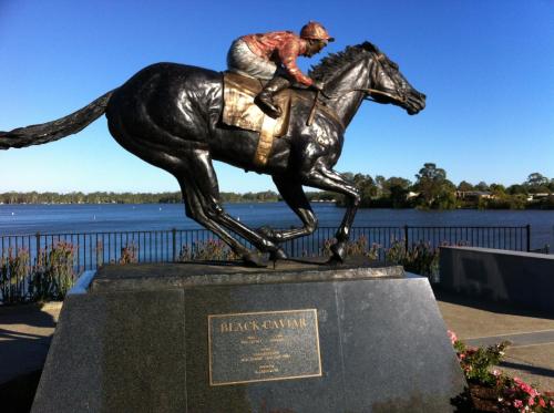 a statue of a man riding a horse at Nagambie Motor Inn and Conference Centre in Nagambie