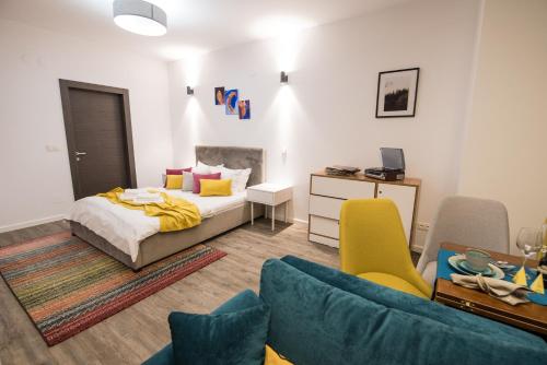 Ένα ή περισσότερα κρεβάτια σε δωμάτιο στο Chic Studio Silver Mountain