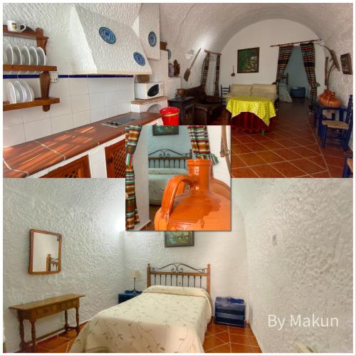 a collage of photos of a kitchen and a room at Cuevas Pedro Antonio de Alarcon in Guadix