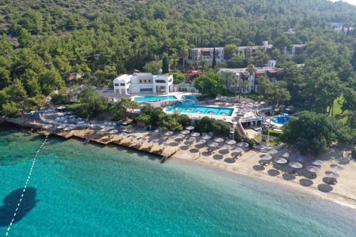 an aerial view of a resort and the water at Hapimag Sea Garden Resort in Yaliciftlik