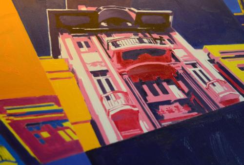 a painting of a red and white building at Hotel Indigo Xiamen Harbour by IHG in Xiamen