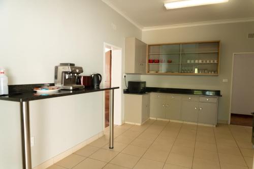 a kitchen with a counter and a counter top at One One Five Albrecht Street in Bloemfontein