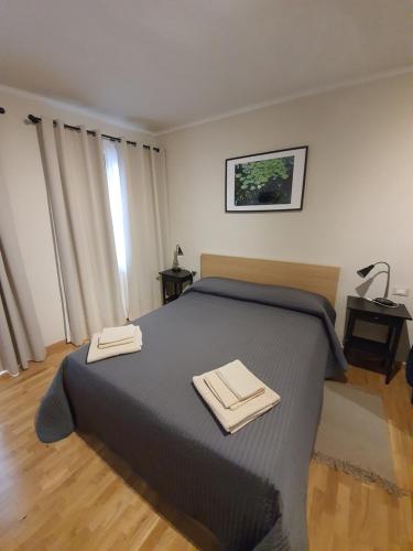 ein Schlafzimmer mit einem Bett mit zwei Handtüchern darauf in der Unterkunft Ca d'Valur in Aramengo