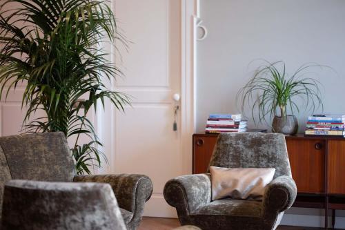 two chairs in a living room with two plants at Accademia 39 in Sorrento