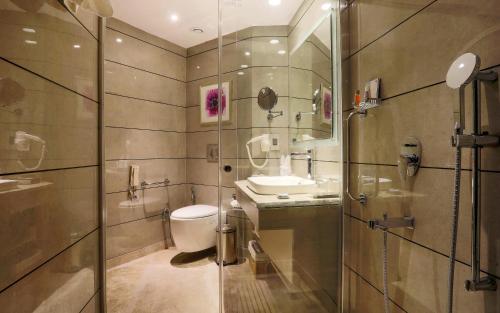 a bathroom with a toilet and a sink and a shower at Welcomhotel by ITC Hotels, Shimla in Shimla