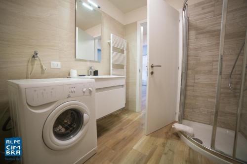 フォルガリーアにあるTrentino Apartments - Casa Marzariのバスルーム(洗濯機、シャワー付)