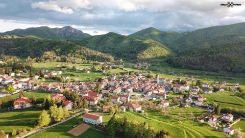 an aerial view of a small village in the mountains at Kalimera in Bardineto