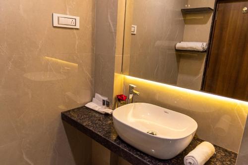 Koupelna v ubytování Hotel Pratham