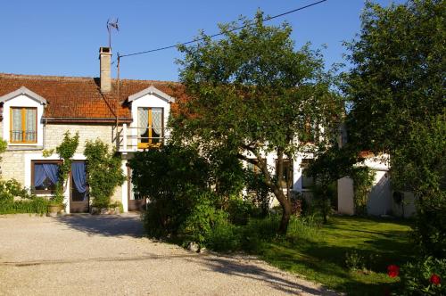 a white house with a tree in front of it at Gîte Chez Jo in Longchamp-sur-Aujon