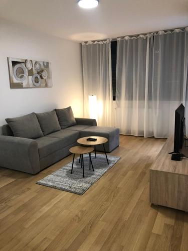 a living room with a couch and a table at Apartment IRIS in Novi Sad