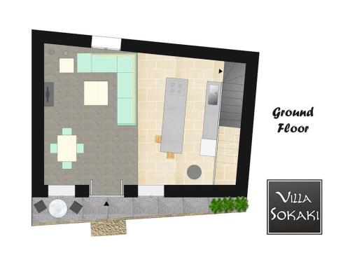 a floor plan of a small room with a floor at Deluxe Rhodes Villa Villa Sokaki Well Furnished 2 Bedrooms Lindos in Lindos