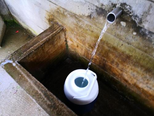 ein weißes WC mit Wasser aus ihm heraus in der Unterkunft Holiday Home Dragon in Visoko