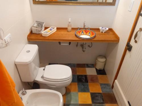 a small bathroom with a toilet and a sink at La Posada de Don Segundo in San Antonio de Areco