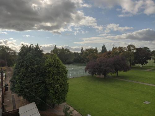 a view of a park with trees and a fence at The Sycamore Guest House in York