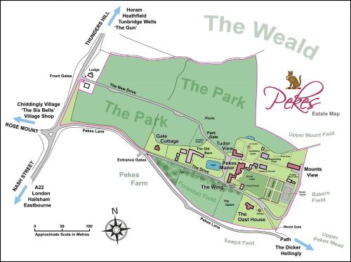 a map of the park of the park at Pekes Tudor View in Hailsham