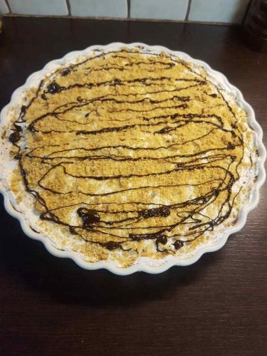 a pie sitting on top of a table at ''EPAVLIS boutique GALAXIDI'' in Galaxidhion
