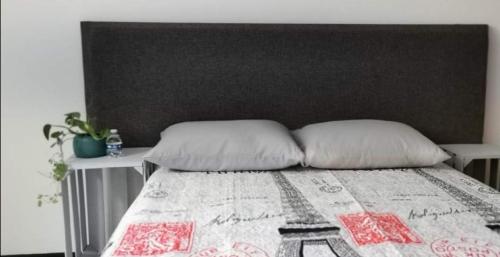a bed with two pillows on top of it at Casa Dahlia Querétaro in Querétaro