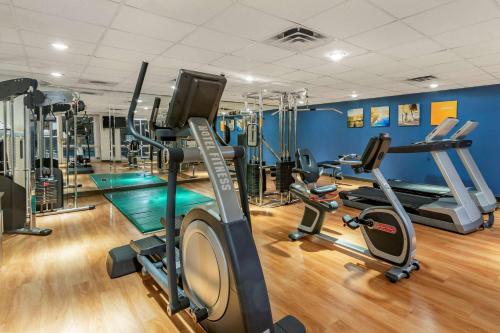 a gym with several treadmills and exercise machines at Comfort Suites Oakbrook Terrace near Oakbrook Center in Oakbrook Terrace