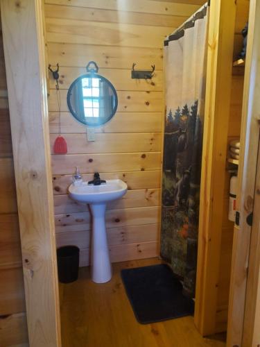 Koupelna v ubytování The Genoa - An Amish Built Deluxe Cabin