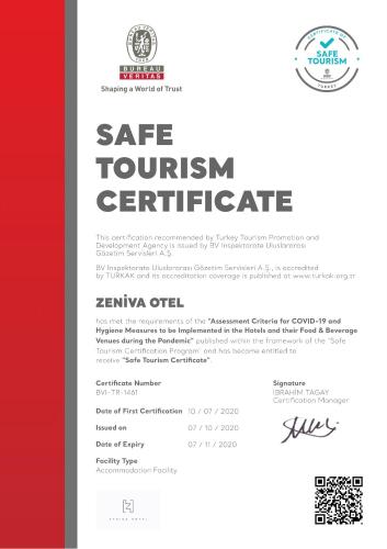 Sijil, anugerah, tanda atau dokumen lain yang dipamerkan di Zeniva Hotel