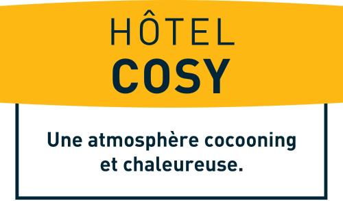 a sign that says a hotel cosy with an atmosphereocotsat childcare at Logis Hotels Grand Hotel d'Orléans in Albi