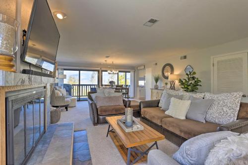 a living room with a couch and a fireplace at Ski, Shred and Tube Mtn-View Condo in Silverthrone! in Silverthorne