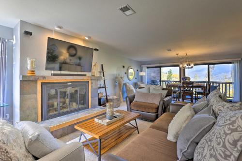 a living room with a couch and a fireplace at Ski, Shred and Tube Mtn-View Condo in Silverthrone! in Silverthorne