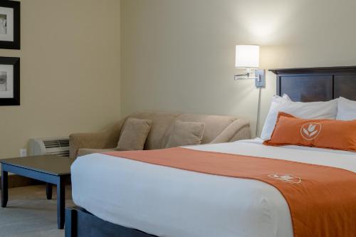 a hotel room with a bed and a couch at Amsterdam Inn & Suites Sussex in Sussex