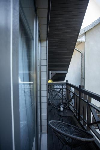 Balkón nebo terasa v ubytování GARAGE