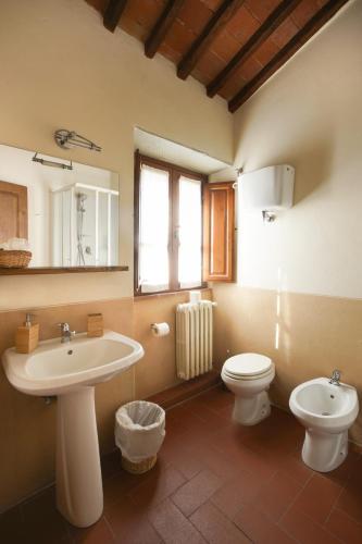 a bathroom with a sink and a toilet at Locanda Del Viandante B&B in Anghiari