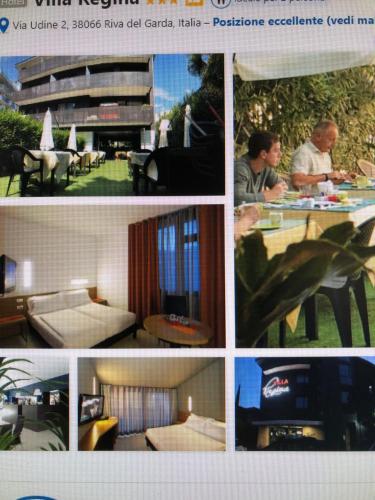 a collage of photos of a hotel room at Villa Regina in Riva del Garda