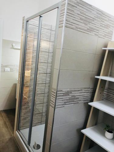 アグリジェントにあるCONCORDIA LUXURYのバスルーム(ガラスドア付きのシャワー付)
